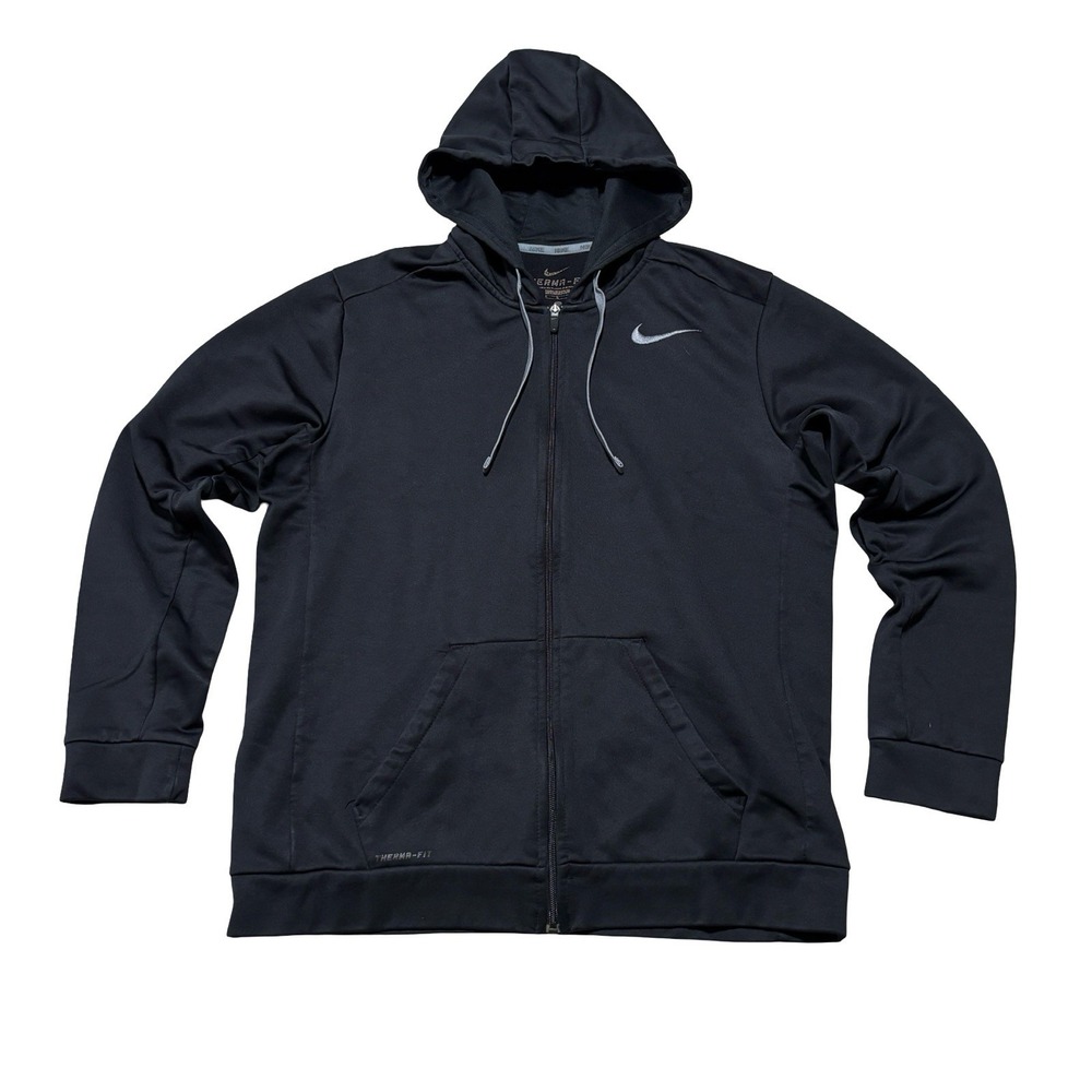 Nike Therma-Fit Men's Full Zip Hoodie Black Size Large 23 x 28